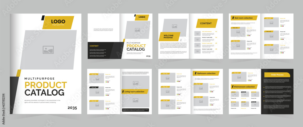 Wall mural product catalog or catalogue design vector editable multipurpose template