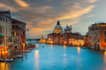 Fototapeta na wymiar View of Grand Canal and Basilica Santa Maria della Salute in Venice