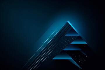 A blue triangle-shaped object on a black background