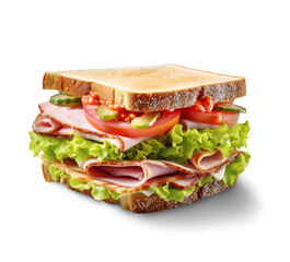 Sandwich with ham and vegetables. Generative Ai