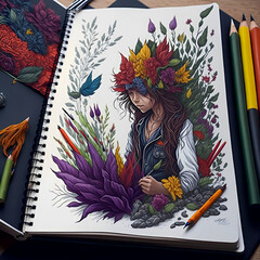 Sketchbook and pencil colored masterpieces 3d animation style.