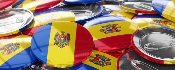 Moldova - round badges with country flag - voting, election concept - 3D illustration