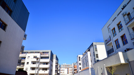 Luxury modern residential apartment building complex.