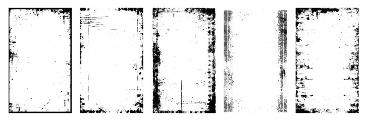 Dust and scratches frame Set of White Grainy Texture On Black Background. Dust Overlay Texture. Noise Particles. Rough Grunge Shabby Scratched Torn Dust Texture. Distressed Overlay Surface texture	