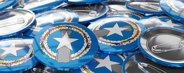 Northern Mariana Islands - round badges with country flag - voting, election concept - 3D illustration