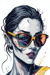 Beautiful woman watercolor portrait. AI generated illustration