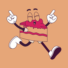 Birthday cake retro cartoon illustrations 