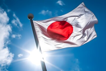 青空にはためく日本国旗 - obrazy, fototapety, plakaty