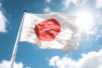 青空にはためく日本国旗 - obrazy, fototapety, plakaty