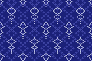 Indigo navy blue geometric traditional ethnic pattern Ikat seamless pattern border abstract design for fabric print cloth dress carpet curtains and sarong Aztec African Indian Indonesian 
