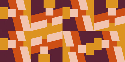 Modern vector abstract  geometric background with rectangles and squares  in retro scandinavian style. Pastel colored simple shapes graphic diagonal pattern. Abstract mosaic artwork.