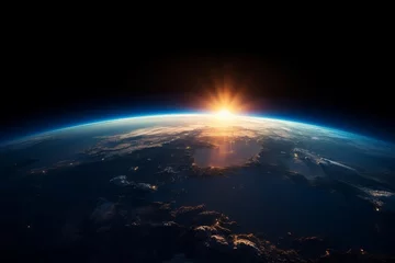 Wall murals Nasa The sun rising over the earth from space