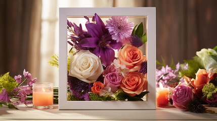 vibrant flowers and blossoms to highlight its floral or botanical ingredients