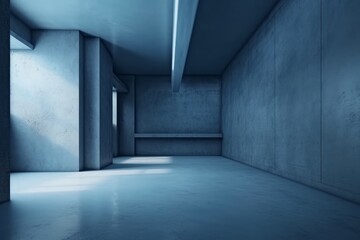 An empty room with concrete walls and floors