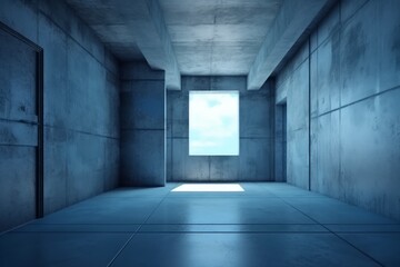 An empty room with concrete walls and a window