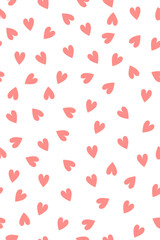 Simple seamless pattern with pink hearts. Vector graphics.