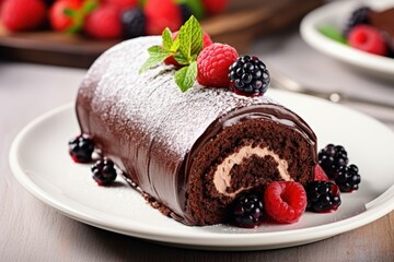 Chocolate cake roll food. Generate Ai