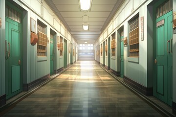 Corridor school anime visual novel game. Generate Ai
