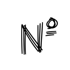 Symbol number scribble font in doodle scribble brush hand drawn style isolated on white background. For lettering, presentation, education, logo, signboard, branding, abc, alphabet.