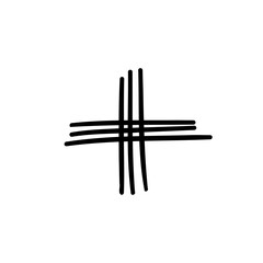 Math symbol plus scribble font in doodle scribble brush hand drawn style isolated on white background. For lettering, presentation, education, logo, signboard, branding, abc, alphabet.