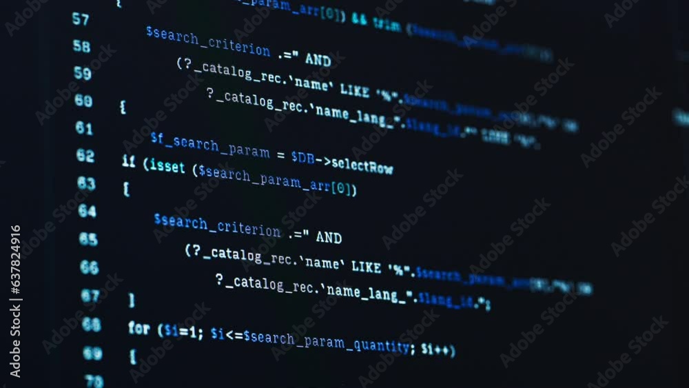 Poster Macro Close Up on Laptop or Tablet Screen: Programming White Text Displayed on a Black Screen, Computer Processing Commands. Software Development, Artificial Intelligence and Cyber Security Concept