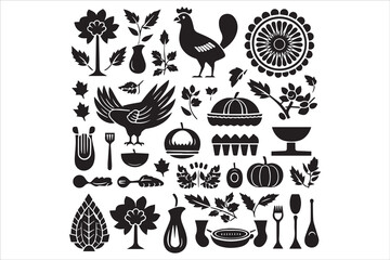 Thanks giving Turkey Silhouette turkey day vector elements