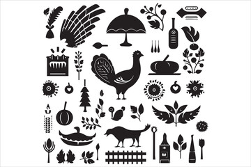 Thanks giving Turkey Silhouette turkey day vector elements