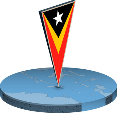 East Timor flag and map in isometry