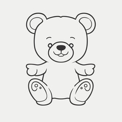 baby bear, vector illustration line art