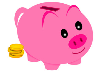 Piggy Bank With Coin Saving Illiustration