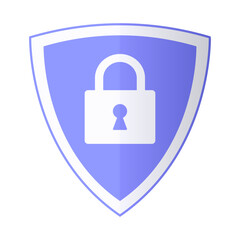 Internet security symbol. padlock on shield background, traffic encryption, vpn, privacy antivirus protection hack, blue background shield, design, vector, flat style.