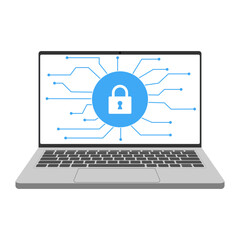 Computer internet security. Traffic encryption, VPN, privacy antivirus protection hack, design, vector, flat style.