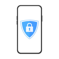 Telephone internet security. Traffic encryption, VPN, hack antivirus privacy protection. Design, vector.