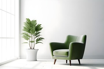 緑のソファと観葉植物