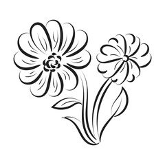 Flower Line Art for print or use as poster, card, flyer, tattoo or t shirt