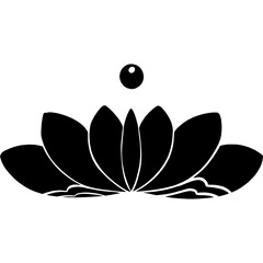 Lotus flower in Linocut style