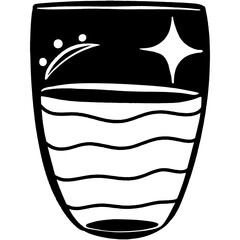 Water glass in Linocut style