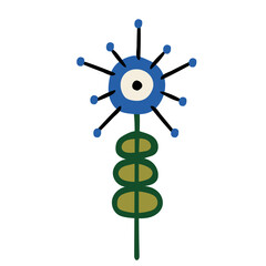 Decorative flower in ethno style. Simple decorative element. Daisy or dandelion in scandinavian style