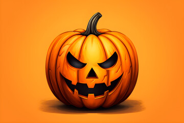 orange halloween pumpkin with plain background