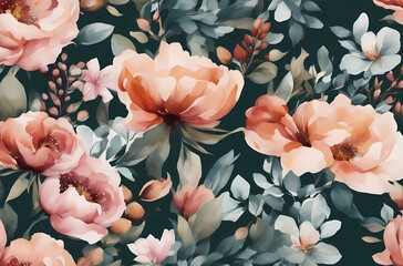 Floral watercolor wallpaper. Generative AI.