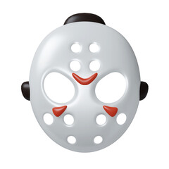 3d Halloween mask icon. Traditional element of décor for Halloween. icon isolated on gray background. 3d rendering illustration. Clipping path.