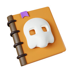 3d devil book Halloween icon. Traditional element of decor for Halloween. icon isolated on gray background. 3d rendering illustration. Clipping path.