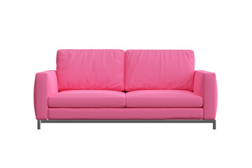 Modern pink sofa isolated on transparent background.