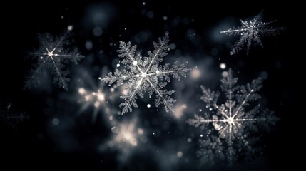 Obraz na płótnie Canvas Winter navy blue background with snowflakes. Generative AI.