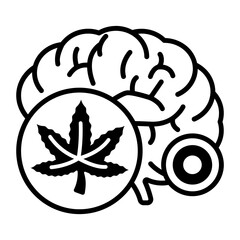 altered state of consciousness vector icon design, Cannabis and marijuana symbol, thc and cbd sign, recreational herbal drug stock illustration, psychoactive and therapeutic effects of Hemp concept