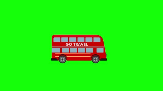 Double decker bus moving 2d animation loop in 4K UHD 3840x2160