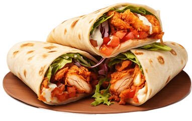 Delicious Flavor Isolated Chicken Wrap isolated background. AI