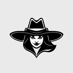 simple, clean, beautiful witch logo, mascot, vector, vector illustration cartoon