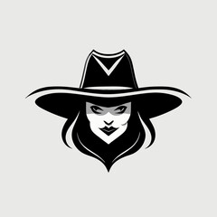simple, clean, beautiful witch logo, mascot, vector, vector illustration cartoon