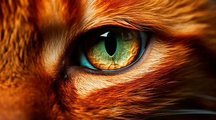 Foto op Canvas Close-up of a red cat's eye. macro shot. © Kateryna